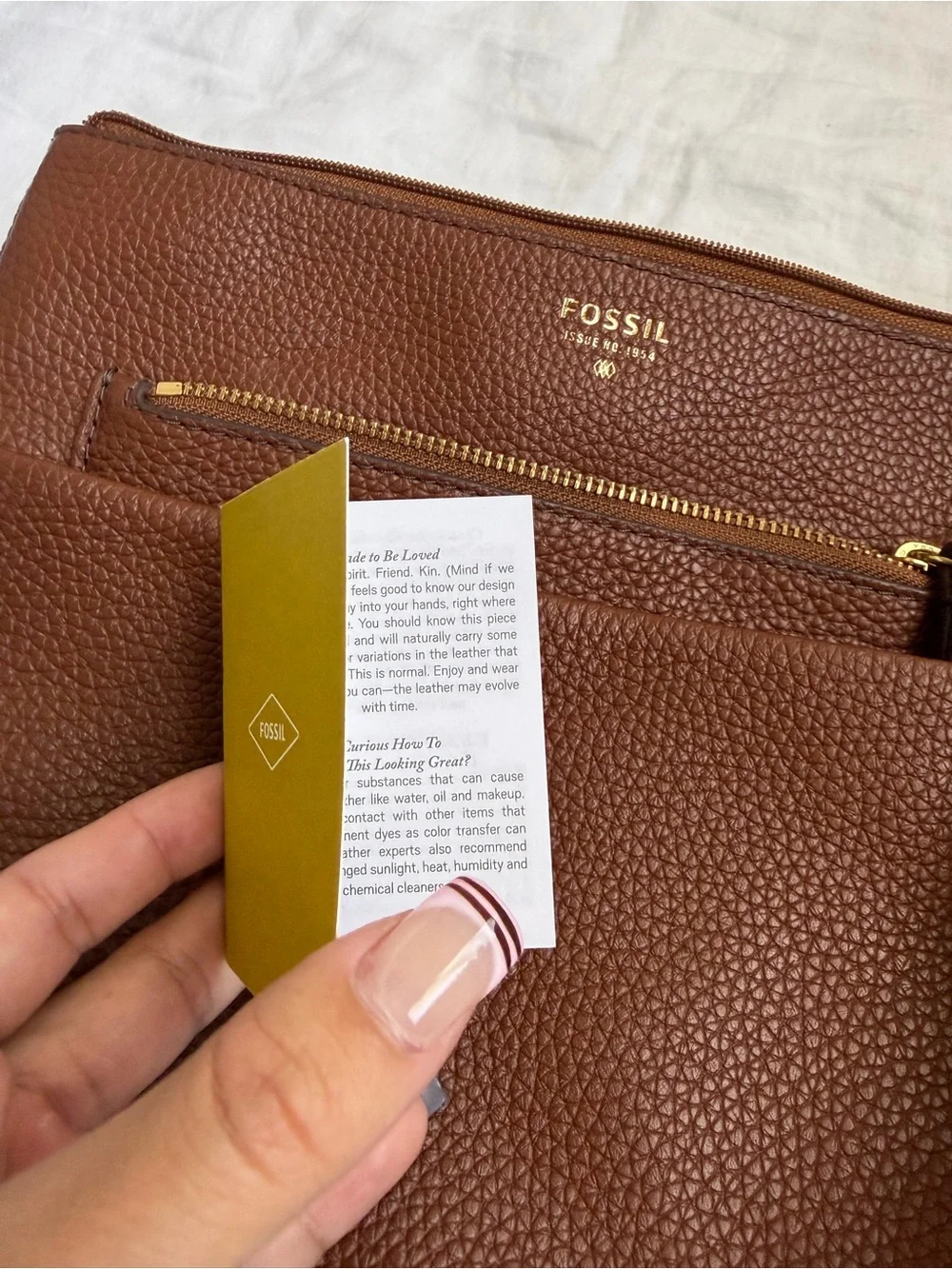 Fossil Tessa Leather Crossbody Bag with Gold Hardware